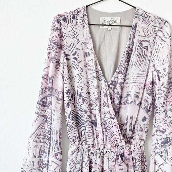 Rory Beca Aztec Print Silk Long Sleeve Romper - Picture 3 of 10